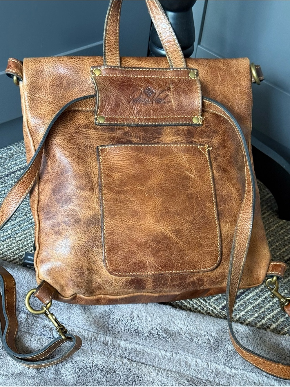 Patricia Nash Luzille distressed look Leather, Fold-Top Backpack purse. - Picture 5 of 16